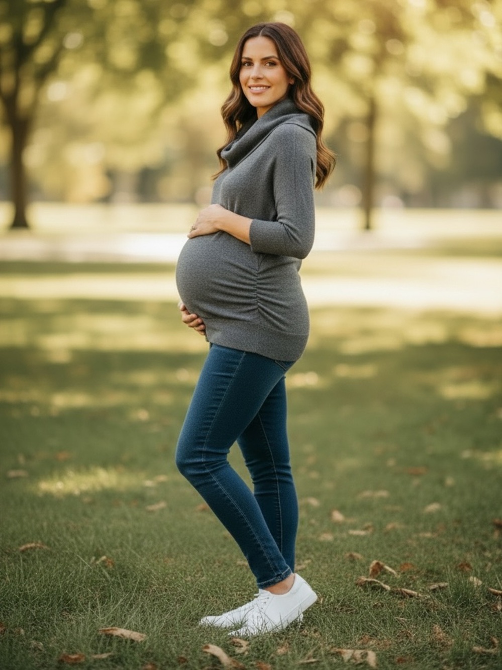 Motherhood Maternity Gray Cowl Neck Maternity Sweater